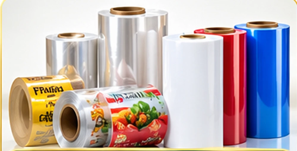 Close-up of glossy BOPP flexible packing film surface