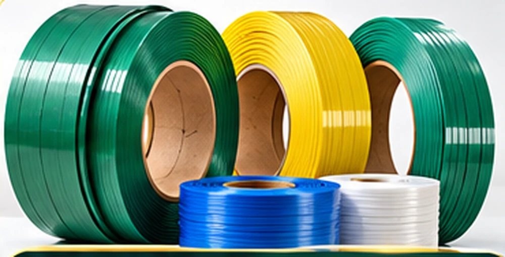 Heavy-duty strapping band securing a load for transport